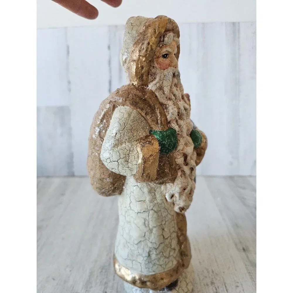 Midwest cannon falls shabby chic Santa crackled toys glitter decor large 12
